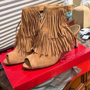 AEROSOLES Brown Fringe Heels